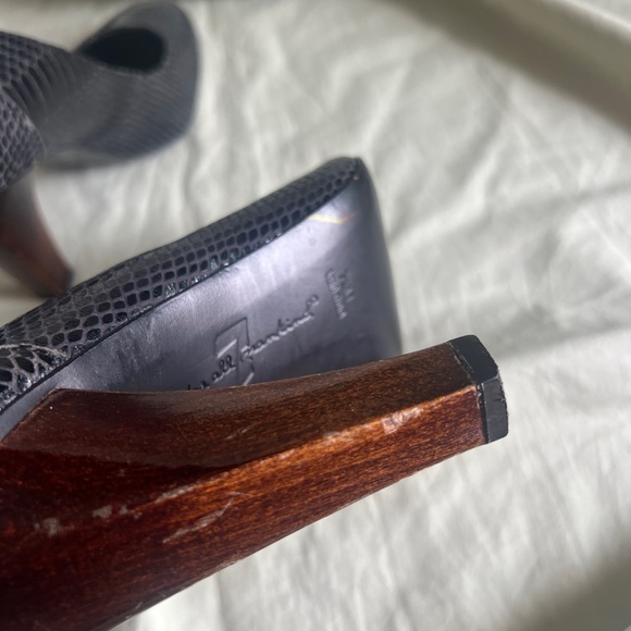 7 For All Mankind Heels Size 7.5 Leather Slip On Heel 4” #T2 - Picture 6 of 6